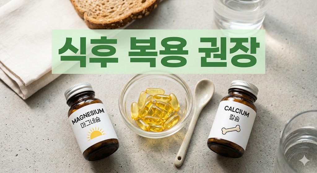 비타민D 식후 복용 권장 및 마그네슘 칼슘 영양제 조합