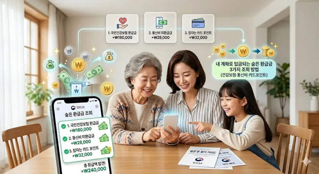 내 계좌로 입금되는 숨은 환급금 3가지 조회 방법 안내 이미지